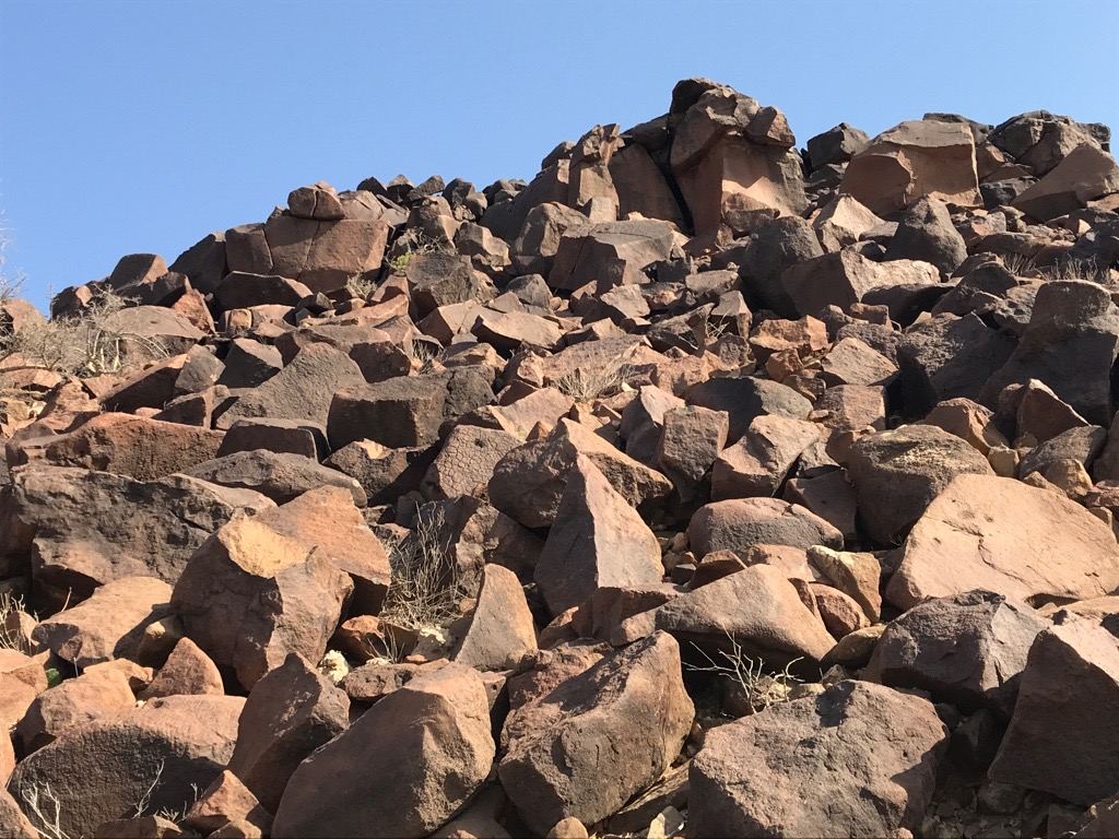 Armour rock stockpile